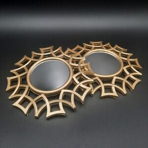 Gold Sunburst Mirror Round Decorative Wall Accent Art 10 Inch Diameter